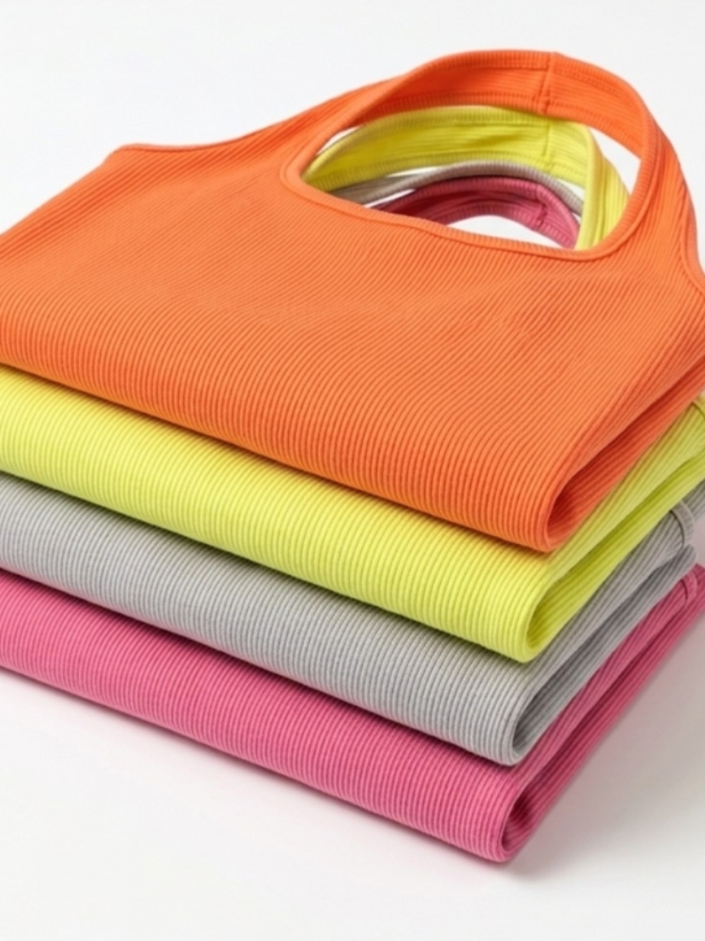 SHEIN Ribbed Tank Crop Top in Pink, Yellow, Orange, Gray